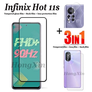 3in1 ฟิล์มกระจกนิรภัยกันรอยหน้าจอ แบบเต็มจอ สําหรับ infinix Hot 11s 11 10 9 Play infinix Zero 8i S5 Pro