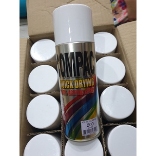 COMPAC สีสเปรย์อะครีลิค (สีขาว ) 100% 400cc สีสเปรย์คอมเเพค สีกระป๋อง สีขาว ( 1กระป๋อง )