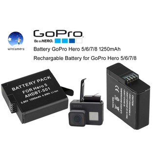 แบตเตอรี่ กล้อง AHDBT-501 / 601 / 701 / 801 GoPro Hero 5/6/7 1250mAh Rechargeable Battery for GoPro Hero 5/6/7/8