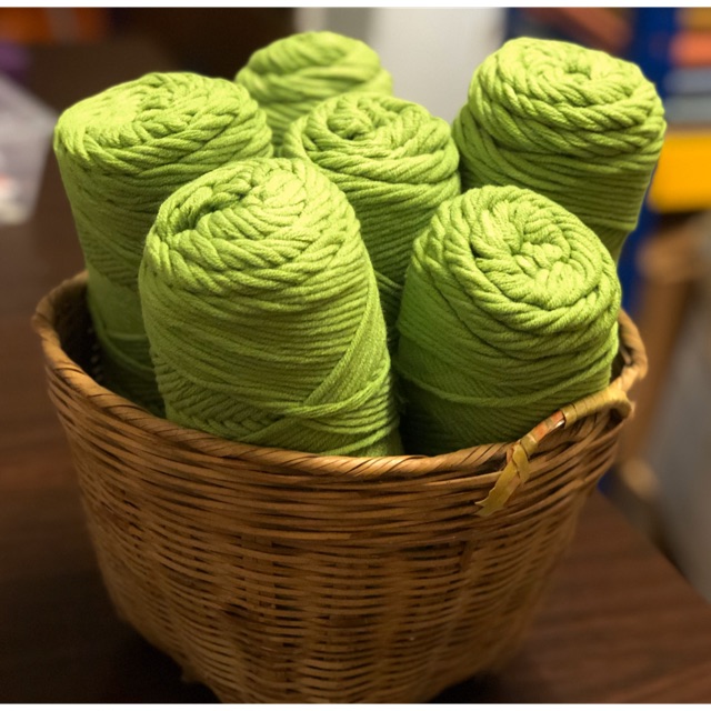 ชุดแอปเปิ้ล 6 ชิ้น 🍏 ถักผ้าฝ้าย 8ply สีเขียว 🧶 ไหมพรม พร้อมตะขอถักสําหรับโครงการ ทําเอง