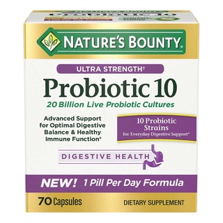 (EXP07/24)Nature’s  Bounty Ultra Strength 20 Billion Probiotic 70 Capsules โพรไบโอติก ช่วยให้ขับถ่ายง่าย ท้องผูก