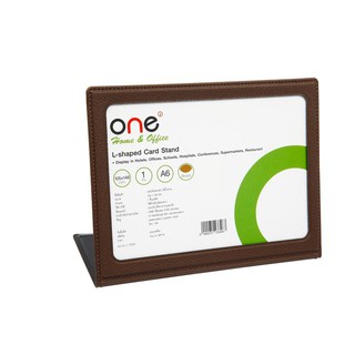 แท่นป้ายตั้งโต๊ะ A6 164x127x65 มม. สีน้ำตาล ONE Y-185 Table stand A6 164x127x65 mm. Brown ONE Y-185