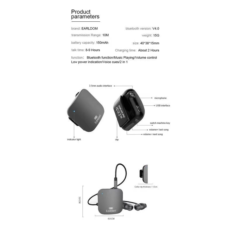 Earldom BH02 ของแท้ 100% !บูลทูธจิ๋วพกพาตัวเทพ Bluetooth 4.1 ยอดนิยม ที่ดีที่สุด 3 In 1 #5