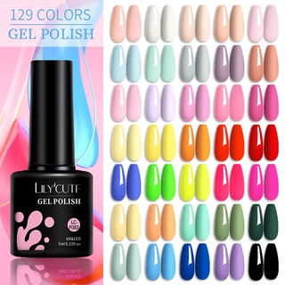 Lilycute ยาทาเล็บเจล กลิตเตอร์ สีชมพู สีฟ้า สีม่วง 7 มล. 1 ขวด