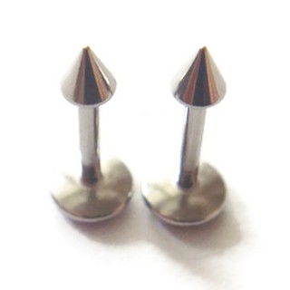 ต่างหูเจาะหู tragus lip labret 16g หนา 1.2 มิล ยาว 8มิล โคน 3 มิล เซท 2 ชิ้น แสตนเลส จิวหู จิวปีกหู ต่างหู