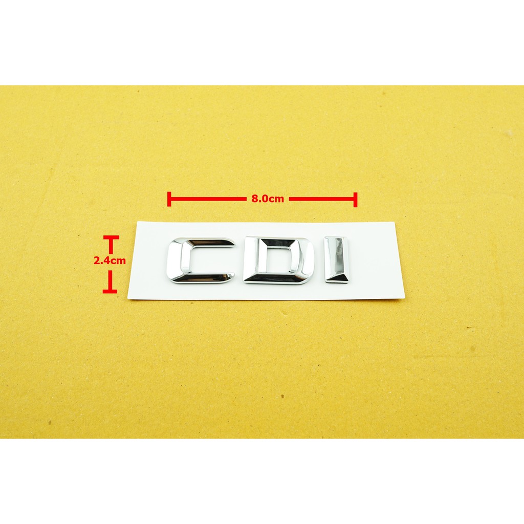 ป้ายอักษรโครเมี่ยมพลาสติก CDI สำหรับติดท้ายรถ Benz ขนาด 8.0x2.4cm มีเทปกาวติดตั้งด้านหลัง