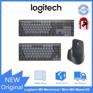 Logitech MX Mechanical/MX คีย์บอร์ดไร้สาย เรืองแสง ขนาดเล็ก สวิตช์สัมผัสเงียบ แบ็คไลท์ บลูทูธ USB-C และเมาส์ MX Master 3S