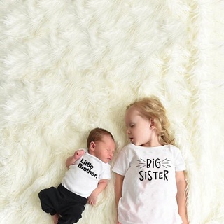 เสื้อยืด พิมพ์ลาย Big Sister Little Brother สีขาว สําหรับเด็กวัยหัดเดิน ครอบครัว