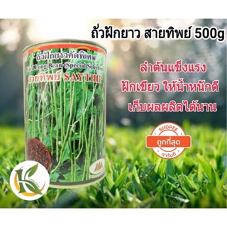 เมล็ดถั่วฝักยาวสายทิพย์ 500g. ตราภูเขาทอง ลำต้นแข็งแรง ฝักเขียว ให้น้ำหนักดี ระยะการเก็บเกี่ยวนาน