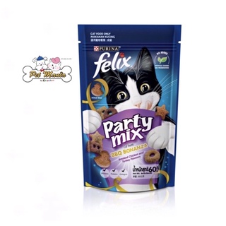 Felix Party Mix ขนมแมว รสไก่รมควัน และไก่งวง ขนาด60กรัม