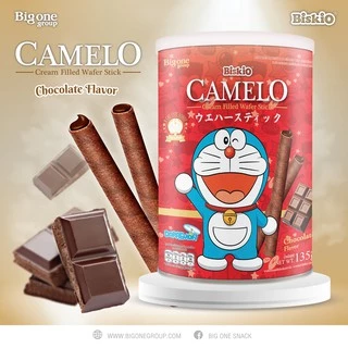 บิสคิโอ คาเมลโล โดราเอมอน เวเฟอร์สอดไส้ครีมเต็มแท่ง​ 135ก. Biskio Camelo Doraemon Wafer Stick with Cream Filling 135g.