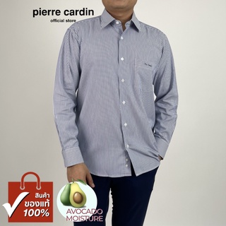 Pierre Cardin เสื้อเชิ้ตแขนยาว Avocado Moisture Basic Fit รุ่นมีกระเป๋า ผ้า Cotton 100% [RHT4989-BU]