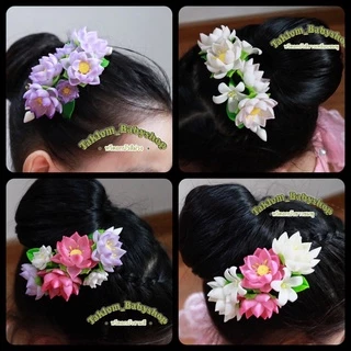 หวีดอกบัว หวีดอกไม้ดินปั้น มีให้เลือกหลายสี งานปั้นมือHandmade