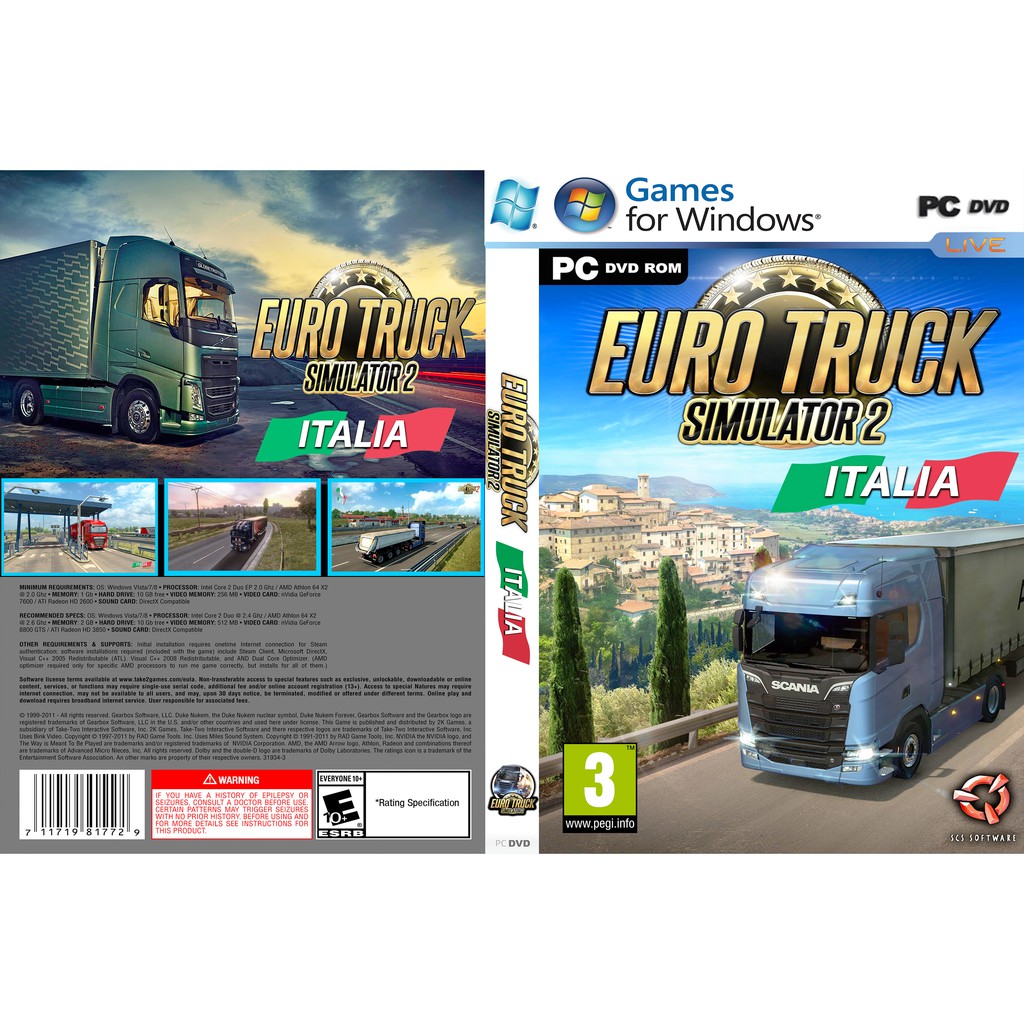 Euro Truck Simulator 2 - เกมพีซี Italia Offline [ดีวีดี INSTALLATION]