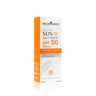 Provamed Sun Aqua Serum SPF50 โปรวาเมด เซนซิทีฟซันอควา เซรั่มเอสพีเอฟ 50 พีเอ+++ เซรั่มกันแดดสูตรน้ำ 40 มล.