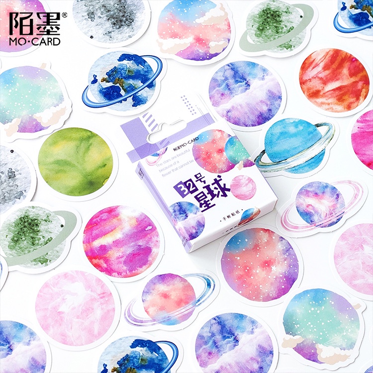 ✨พร้อมส่ง✨จักรวาล ดาวเคราะห์ กาแล็กซี่ universe Planet Galaxy sticker สติกเกอร์  45 ชิ้น DIY