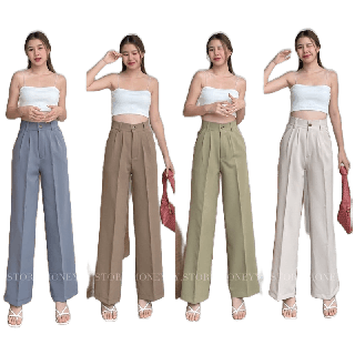 MONEYYY.STORE 🧵Button pant🧵 กระบอกใหญ่ กระดุมซิปหน้า ทรงสวย เก็บทรง กางเกงทำงาน กางเกงไปเที่ยว