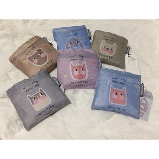 กระเป๋าผัาพับได้🐰🐱🐶 Foldaway Bag ลายน่ารัก🐻🐶🐽🐯