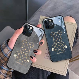 เคสไอโฟน 13 pro max เคสโทรศัพท์มือถือแบบแก้ว ลายหมีหมอกควัน สําหรับ iPhone 13 pro max 12 pro max 11 pro max