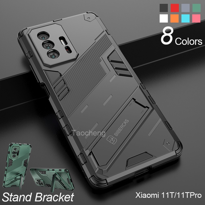 เคสโทรศัพท์ แบบแข็งกัน กระแทก พร้อมขาตั้ง สําหรับ Xiaomi Mi 11T Pro 11TPro Phone Case Hard Fashion Armor Shockproof Soft Stand Holder Bracket Back Cover With Camera Protection ราคา ถูกที่สุด ดีลบีเคเค