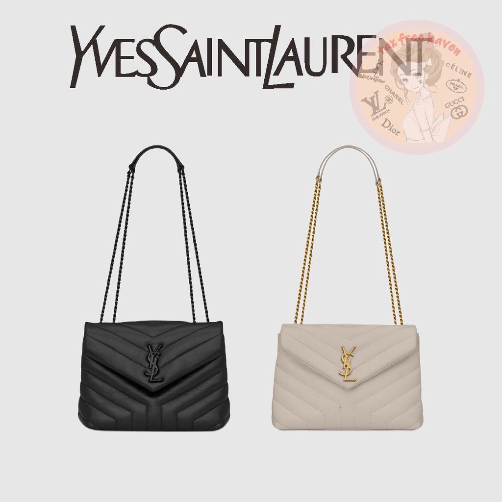 ราคาต่ำสุดของ Shopee 🔥 ของแท้ 100% 🎁YSL/Yves Saint Laurent ยี่ห้อใหม่ LOULOU กระเป๋าหนังควิลท์รูปตัว Y ขนาดเล็ก