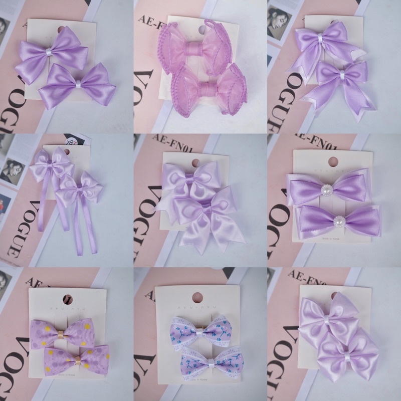 ใหม่! โบว์ติดผมเด็กอนุบาล กิ๊บติดผมเด็กเล็ก สีม่วง