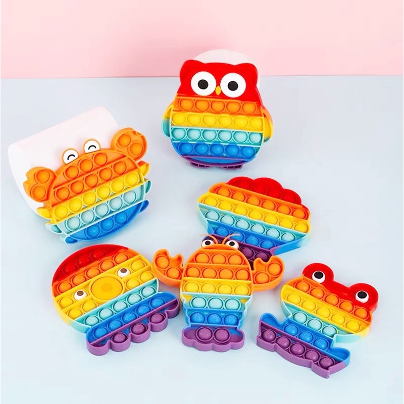 จัดส่งทันที ของเล่นเด็ก ของเล่นสายรุ้ง ของเล่นบีบอัด Pop it สามารถคลาย Push Pop Bubble fidget toy