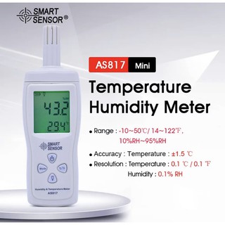 พร้อมส่ง SMART SENSOR AS817 ดิจิตอลความชื้นความชื้นอุณหภูมิอุณหภูมิTester-10-50CจอแสดงผลLCD Max/Minวัด