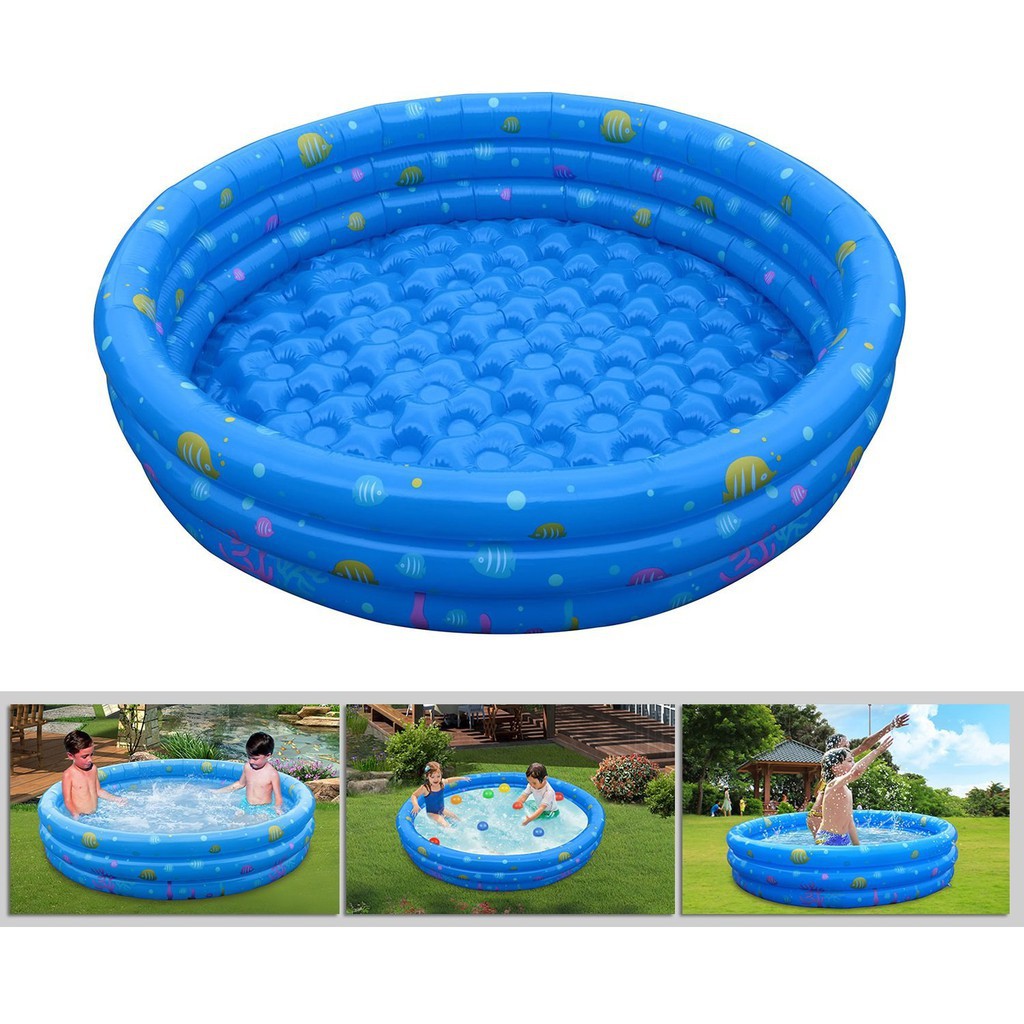 Tub Mandi Kanak2 Kolam Renang Budak Plastik Tebal 3 Rings Inflatable Round Swimming Pool Children Bathtub Kids Swimming Shopee Thailand