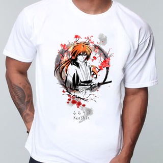 เสื้อยืดโอเวอร์ไซส์เสื้อยืดแขนสั้น พิมพ์ลายการ์ตูนมังงะ Rurouni Kenshin สไตล์ญี่ปุ่น แฟชั่นฤดูร้อน สําหรับผู้ชาย 90s 202