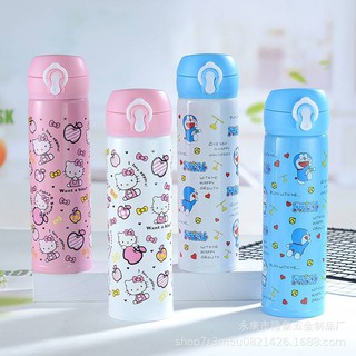 กระติกน้ำ ลายการ์ตูน น่ารัก สดใส ขนาด 500 มล. ทำมาจากวัสดุแสตนเลส304 พร้อมส่ง