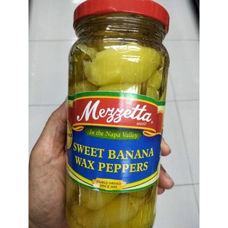 Mezzetta Sweet Banana Wax Pepper พริกหยวก ดอง ในน้ำส้มสายชู เมซเซตต้า 473 มล