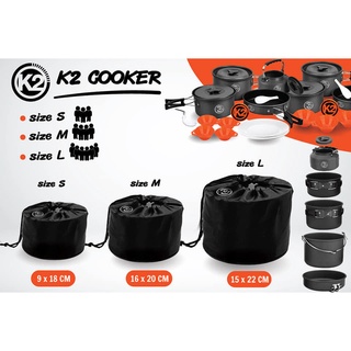 K2 Cooker set ชุดหม้อสำหรับแคมป์ปิ้ง คุณภาพสูง อุปกรณ์ครบครัน