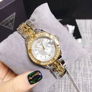 ส่งฟรี ผ่อน0%❤️New Guess Womens Sporty Crytal-Accented Bezel and Stainless Steel