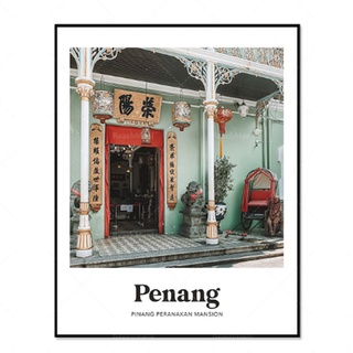 โปสเตอร์ผ้าใบ พิมพ์ลาย Penang Peranakan สไตล์โมเดิร์น สําหรับตกแต่งผนังบ้าน