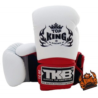 นวมชกมวย TOP KING Boxing gloves Black white Red Super Air Muay Thai Training Gloves Sparring gloves