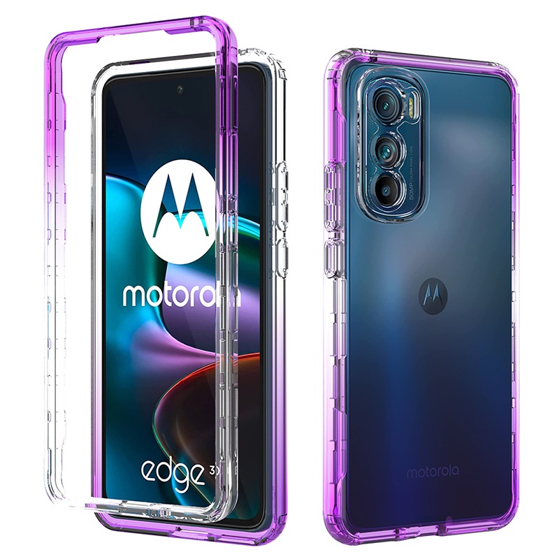 สําหรับ Motorola Edge 30 Dual Layer Hybrid Anti-Scratch Gradient กันกระแทก Full Body Clear Case Cover