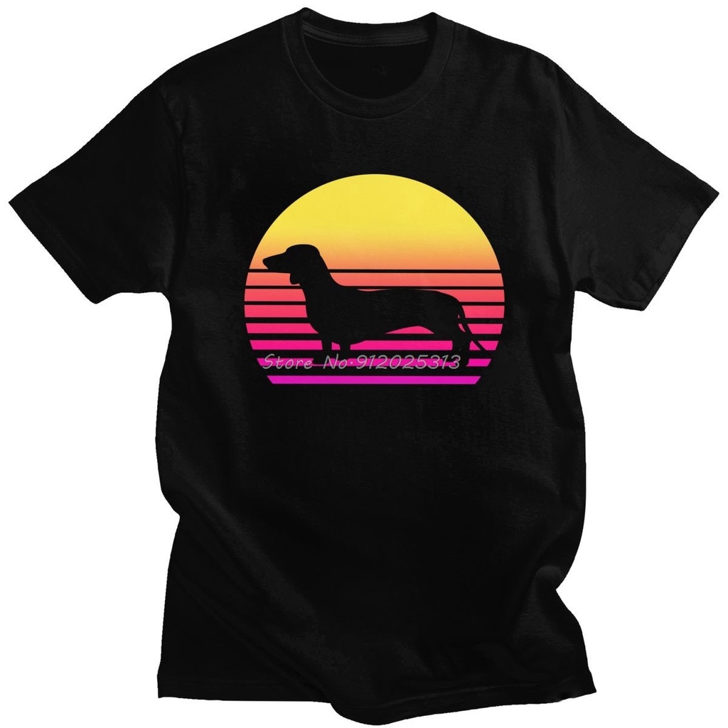 เสื้อคู่วินเทจ - เย็นย้อนยุค80ของดัชชุนสุนัขเสื้อยืดผู้ชายO-Neckคนรักสุนัขฤดูร้อนTshirtผ้าฝ้ายบางพอ