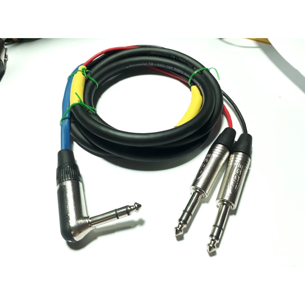 สายํ Y แบบมัลติคอร์อย่างดี TRSงอ TO TRSตรง 3 หัว ขนาด1/4  อย่างดี หัวและสายยี่ห้อLIDGE เครื่องเสียง