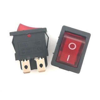 สวิทช์ 2 ทาง มีไฟสีแดง 4 ขา Rocker Switch 6A 250V (10A 125V) AC SPST 15x21 mm. KCD1-104 สวิตช์