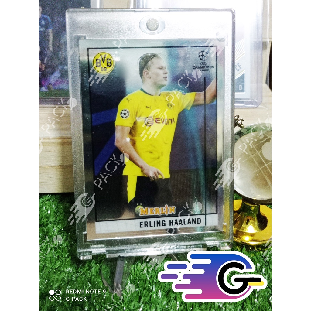 การ์ดนักฟุตบอล Topps Merlin Chrome Champions League Base card #65 Erling Haaland (แถม Topload+teamba