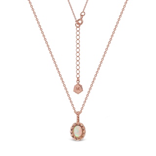 Mizuchol สร้อยเงินแท้ชุบ Rose Gold ประดับพลอยโอปอล Pink Tiara Necklace - Opal