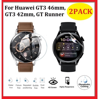 2Pack Huawei Watch GT 3 ฟิล์ม Screen Protector Huawei GT3 pro 46mm /42mm / Huawei Watch GT Runner Soft Explosion-proof TPU Screen Protector Film ฟิล์ม Huawei GT3 Full Coverage Screen Film for GT3pro 43mm 46mm