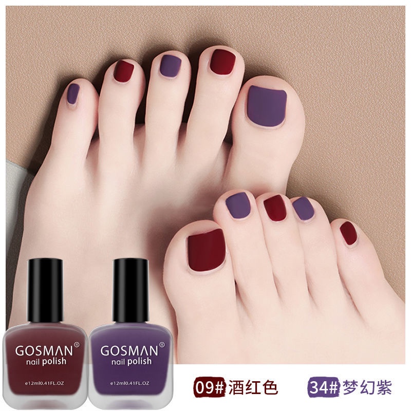 Cherry Wine Red Giant White Frosted Finger Nail Polish Toe Manicure Set  Baking-Free Quick-Drying Long-Lasting Feet Nail | Shopee Thailand
