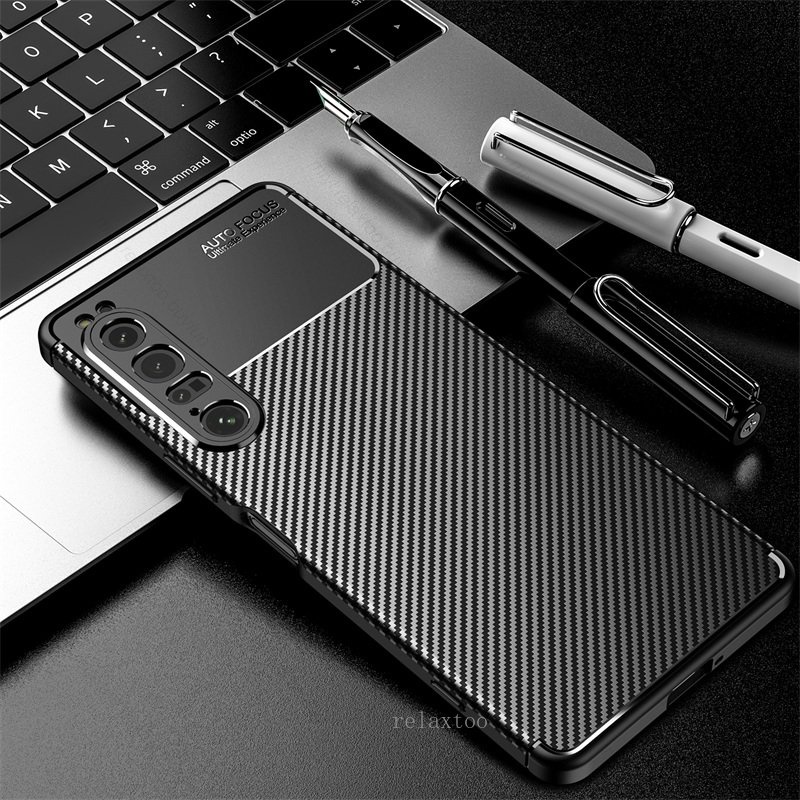 Protection Ultra-thin Feel Case For Sony Xperia 1 IV 1IV 1 II 1II XperiaIV Xperia1II Folding Phone Case Matte Carbon Fiber Pattern Shockproof Sweat Resistant Cover Casing