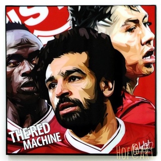 Salah &amp; Mane &amp; Firmino Liverpool ซาลาห์ มาเน่ เฟอร์มิโน่ ลิเวอร์พูล​ หง​ส์แดง​ รูปภาพ​ติด​ผนัง​ pop art ฟุตบอล​ กรอบรูป