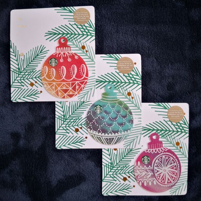 2017 STARBUCKS AMERICA CHRISTMAS DIE CUT ORANGE-BLUE ORNAMENT, BLUE ORNAMENT AND PUPLE ORNAMENT GIFT