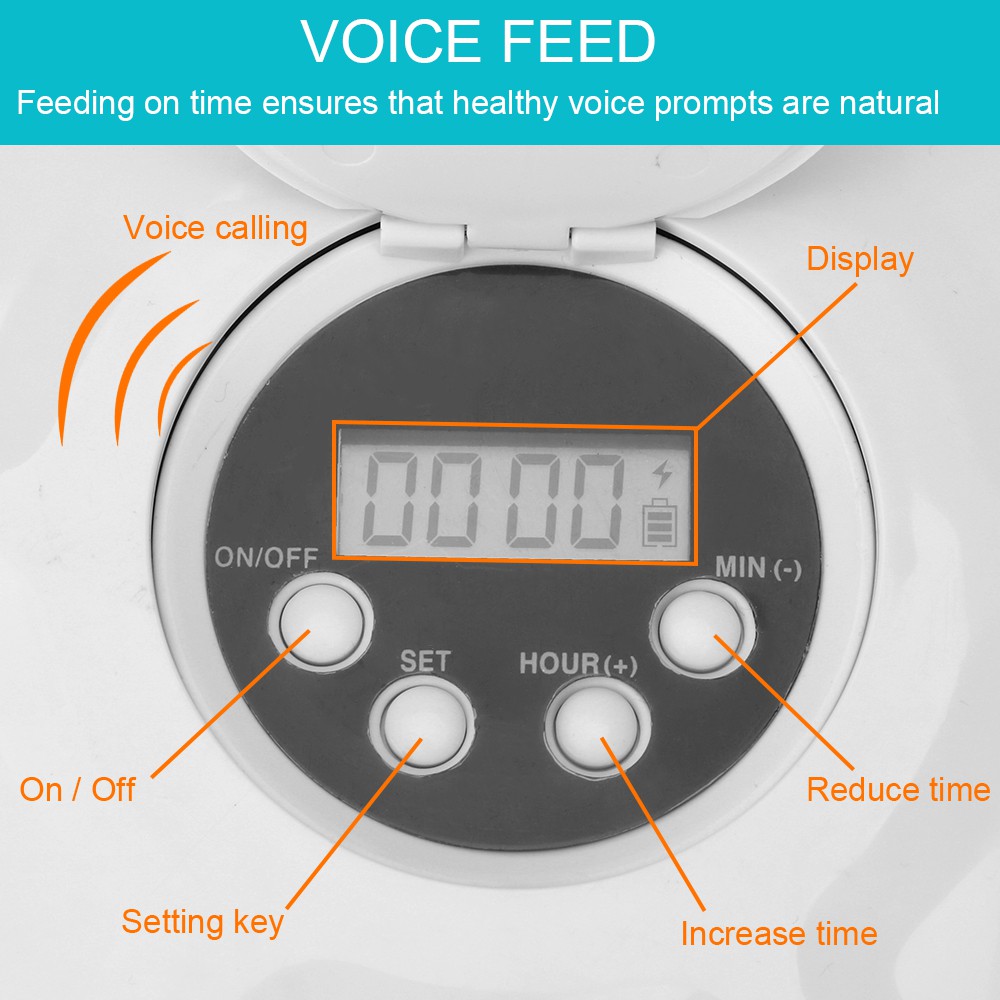 ☽✖Automatic Feeder With Voice Recorder Round Timing Feeder 6 Meals 6 Grids Electric Dry Wet Food Dispenser For Cat Dog P