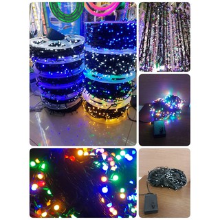 ไฟกระพริบ 1000 LED สายยาว 50 เมตร กันน้ำ ปรับจังหวะได้ 8 แบบ - หลากสี  Christmas Light LED EK-04