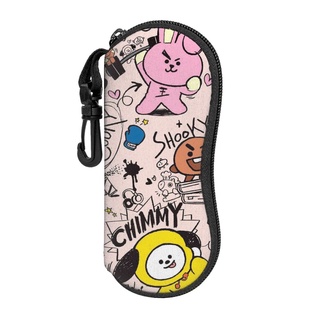 Cooky BT21 เคสแว่นตากันแดด นีโอพรีน แบบนิ่ม เบาพิเศษ มีซิป พร้อมคลิปหนีบเข็มขัด สําหรับผู้ชายและผู้หญิง